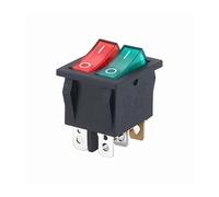 1PCS KCD8 6PIN 16A 250V 20A 125V Double Light Switch Rocker Switch Waterproof ON-OFF KCD6 Boat Power Switch NWPNLXEA(1Red 1Green)