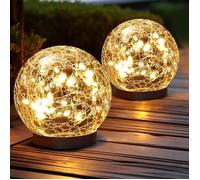 1pcs Lampes solaires d'extérieur étanches - 0.5W IP44 - Boules solaires pour jardin, boules de verre craquelées - 10cm