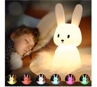1pcs Lapin Veilleuse Bebe Tactile 7 Couleurs |USB Rechargeable Peut être Chronométré Veilleuse Enfant Deco Lampe Pour Décoration