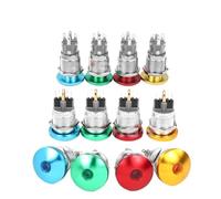 1PCS Led Push Button Switch 16 19 22mm Metal Mushroom Head Press Big Red Green Self-reset Self-lockingcar switch Led NWPNLXEA(RED(1NO 1NC),220V(1NO 1NC))