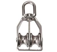 1Pcs M15 Double Pulley Block Chain Traction Wheel Stainless Steel Heavy Duty Steel Swivel Lifting Rope Block Pulley