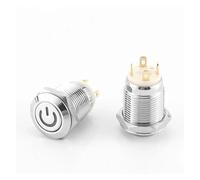 1PCS Metal button switch 12MM self resetting torsion car power switch small circular horn button 3V6V12V24V NWPNLXEA(Red,POWER SIGN_RESET-FLAT HEAD_12V-24V)