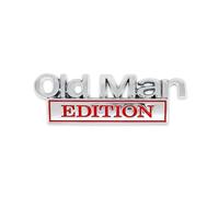 1PCS Old Man Edition Car Emblem Metal Badge, 3D Metal Sticker Badge Old Man Edition Car Emblem,Cars Stickers Decals for Cars Motorcycle Truck SUV Side Or Rear Tailgate Bumper Sticker (Chrome Red)