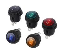 1Pcs on/off SPST Round waterproof boat LED rocker switchlight 12V 220V power button switch(Red,LED DC 12V-24V)