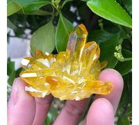 1pcs Orang Aura Quartz Crystal Titanium Bismuth Silicon Cluster Rainbow Ornaments Gemstone Stone