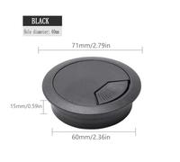 1Pcs PC Computer Desk Round Wire Tidy Grommet 50mm/60mm/80mm Table Plastic Cable Hole Cover Organizer(Black 60mm)