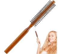1PCS Petite Brosse à Cheveux en Poils de Sanglier, Portable Brosse de Voyage,Brosse à Cheveux Ronde,avec Poignée en Bois Brosse à Barbe Brosse Circulaire pour Cheveux Fins ou Courts