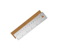 1pcs Règle Métal avec Support en Liège, 15x3,2x0,1cm Règle en Acier Inoxydable avec Support en Liège pour l'École l'Architecture les Fournitures de Mesure à Domicile(Argent, Marron)
