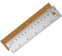 1pcs Règle Métal Avec Support En Liège,15x3,2x0,1cm Règle En Acier Inoxydable Avec Support En Liège Pour L'école L'architecture Les Fournitures De Mesure À Domicile(Argent,Marron)