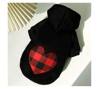 1pcs Reversible Dog Winter Coat, Plaid Vest Dog Jacket for Cold Weather, Warm Pet Apparel for Small Medium Large Dogs, 2-in-1 Design(Black Heart,L(4.5-6kg))