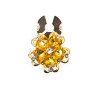 1PCS Rhinestone Cufflinks Shirt Button Covers Crystal Flower Jewelry Wedding Party(Yellow)
