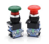 1pcs Shell Red Sign Push Button Switch DPST Mushroom Emergency Stop Button AC 660V 10A NO+NC LA38-11ZS NWPNLXEA(LA38-11ZS-red)