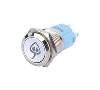1pcs Special symbol 16mm metal button switch press button self reset lock flat head instantaneous with indicator light NWPNLXEA(White LED,12V)