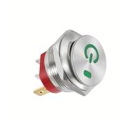1pcs style1 green 12-24V Metal button boat switch round self-locking 2-speed 3-pin 22mm15A with lamp self-repair CZMDKEXM