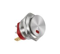 1pcs style2 red 3-6V Metal button boat switch round self-locking 2-speed 3-pin 22mm15A with lamp self-repair CZMDKEXM