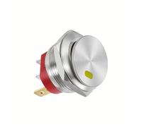 1pcs style2 yellow 12-24V Metal button boat switch round self-locking 2-speed 3-pin 22mm15A with lamp self-repair CZMDKEXM
