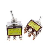 1PCS,Toggle Rocker Button Switch,2/3/4/6/8/9/12 Pin,Self Reset/Self-locking,Silver Copper Pin,12mm,250V 15A NWPNLXEA(E-TEN303)