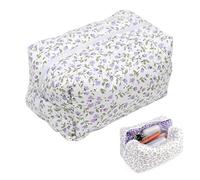 1PCS Trousse de maquillage matelassée, Elégante trousse de maquillage florale, Idéal pour Voyages ou comme Cadeau Pratique pour Collègue, Enseignante ou Femme