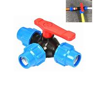1pcs vanne en plastique à trois voies, vanne PE de type T diamètre interne 20/25/32/40/50/63mm vanne de tuyau de connexion rapide avec manuel et instruction (Color : Blue, Size : 63mm)