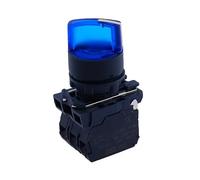 1Pcs XB5 Illuminated 2 Gear 3 Position Knob Push Button Switch Voltage 220V 24V Selector Self Lock NC With Lamp 22mm NWPNLXEA(Blue,AC 380V_2NC)