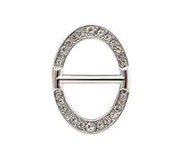 1pièce Femme Lady Filles à la Mode Ovale Strass Métal Boucle écharpes Écharpe Clip Écharpe Bague Wrap Support Clamp Soie Sarf Fermoir pour vêtements pour t-Shirts Free argenté