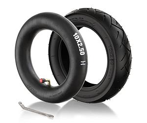 1PZ F3T-W25 10x2.5 pneu et Chambre à air avec valve coudée à 90° pour vélo scooter électrique 10x2,50 pouces Pneus gonflable à roues Avant/Arrière