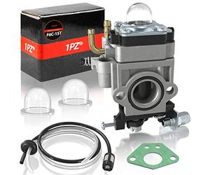 1PZ F6C-15T Kit de carburateur 15 mm pour moteur de débroussailleuse 52 cc 49 cc 47 cc 43 cc 2 temps, avec ampoule d'amorçage, joint, filtre à essence