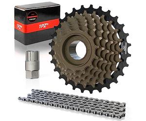 1PZ F7W-28T Tourney/TY MF-TZ500 Cassette de vélo à 7 Vitesses Boulon sur Cassette 14-28 Dents avec Outil de Verrouillage de réparation de Cassette et chaîne de vélo à 7 Vitesses
