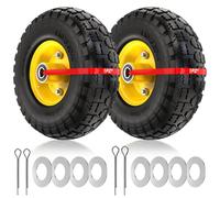 1PZ FR3-LQ8 4.10/3.50-4 Pneu plein 255 mm 10 pouces Roue Complète Roue Increvable pour Diable Chariot Brouette Charge maximale de 400 livres 2 pièces