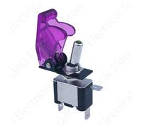 1Set 12V 20A Auto Car Boat Truck Illuminated Led Toggle Switch With Aircraft Flip Up Cover Purple cover white light