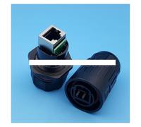 1Set Black Waterproof IP67 RJ45 Ethernet Connector Panel Plug and Socket AUOQKQUT