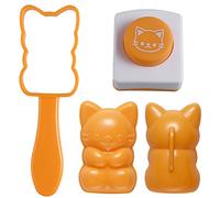 1SET Cat Shaped Rice Ball Mold Set 5.31X1.57X0.78 Inch Onigiri Maker with Roasted Seaweed Embossers Diy Sushi Mold Kitchen Tool for Family Kids Lunch Parties