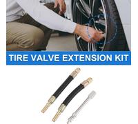 1Set Extension De Valve De Pneu En Cuivre À 180 Degrés Avec Tube Flexible En Plastique De 125mm Pour Voiture Moto Camping-Car Camion Vélo