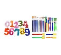 1set Funky Colorés Amusants Chiffres Magnétiques En Bois Réfrigérateur Aimants & 30pcs Coloré Artiste Peinture Pinceau Ensemble