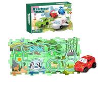 1set Puzzle Racer Kids Car Track Set 9x6x2 Pouces sur Le thème éducatif Puzzle Racer DIY Assemblage Fonctionnement sur Batterie Ensemble de Piste de Voiture Course électrique pour 3 Ans et Plus GA