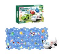 1set Puzzle Racer Kids Car Track Set 9x6x2 Pouces sur Le thème éducatif Puzzle Racer DIY Assemblage Fonctionnement sur Batterie Ensemble de Piste de Voiture Course électrique pour 3 Ans et Plus GA