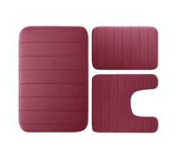 1set Velvet Memory Foam Bathroom Rug Set of 3 Water Absorption Non Slip Extra Soft Bath Mats Machine Washable&Dry Toilet Floor Mat pour Salle(Color 1)