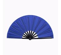 1SourceTek Éventail chinois pliable en tissu de nylon - Pour danse - Cadeau d'anniversaire - Décoration de fête - Bleu