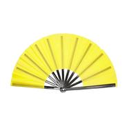 1SourceTek Grand éventail pliable en tissu de nylon - Éventail chinois pour Kung Fu Tai Chi - Décoration pour cadeaux de fête (jaune)