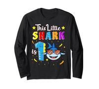 1st Birthday Son Little Shark 1 Year Old Manche Longue