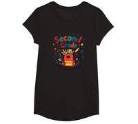 1st Day of 2nd Grade Adventure Begins School Supplies Fun T-Shirt, Fille, Noir, L