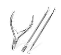 1st Deer Coupe Cuticule et Repousse Cuticle, 3 dans 1 Professionnel Outils de Pédicure de Manucure, avec Pince Ciseaux Pousse Cuticule, Peau Morte Remover Fourchettes et Racloir Ongle