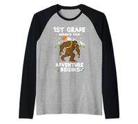 1st Grade Where The Adventure Begins Back to School Bigfoot Manche Raglan