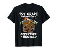 1st Grade Where The Adventure Begins Back to School Bigfoot T-Shirt