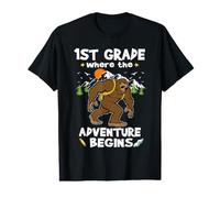 1st Grade Where The Adventure Begins Back to School Bigfoot T-Shirt Graphique avec Valeur