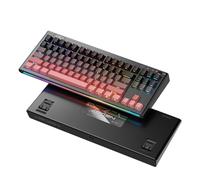 1ST PLAYER NEO87 TKL Clavier mécanique de jeu sans fil, 80 % remplaçable à chaud, 88 touches (87 touches de disposition standard + 1 F13), lumière latérale RVB, 2,4 GHz/USB-C/BT5.0 (nébuleuse rose)