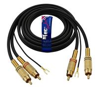 1STec Lot de 2 fiches phono moulées RCA rouges + blanches avec fil de terre pour arrêter les retours, bourdonnements, bourdonnements et bruits de lecteur de disque vinyle Amplificateur stéréo de