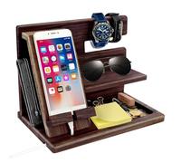 1STKER Cadeaux pour hommes - Organiseur de table de chevet en bois - Station d'accueil - Cadeau d'anniversaire pour papa - Cadeau d'anniversaire pour homme - Organiseur de clés de téléphone portable
