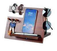 1STKER Cadeaux pour hommes - Organiseur de table de chevet en bois - Station d'accueil - Cadeau d'anniversaire pour papa - Cadeau d'anniversaire pour homme - Organiseur de clés de téléphone portable