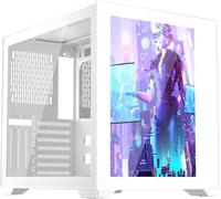 1STPLAYER SP7-EV Boîtier PC de jeu, tour moyenne ATX avec panneau d'affichage, verre trempé et support de radiateur 360 mm, compatible USB 3.0 et type C